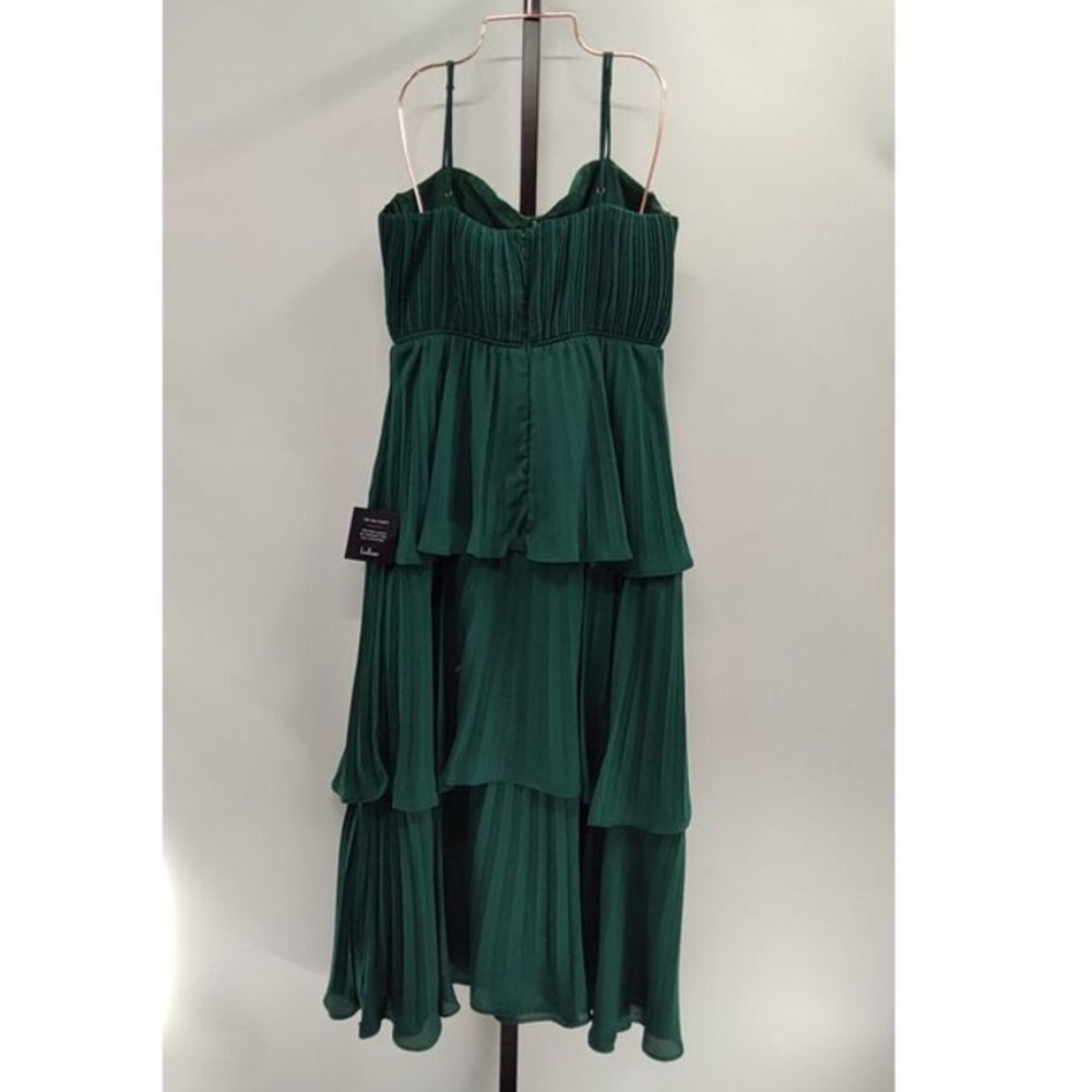 Lulus Cascading Crush Emerald Tiered Bustier Midi Dress - Picture 9 of 9
